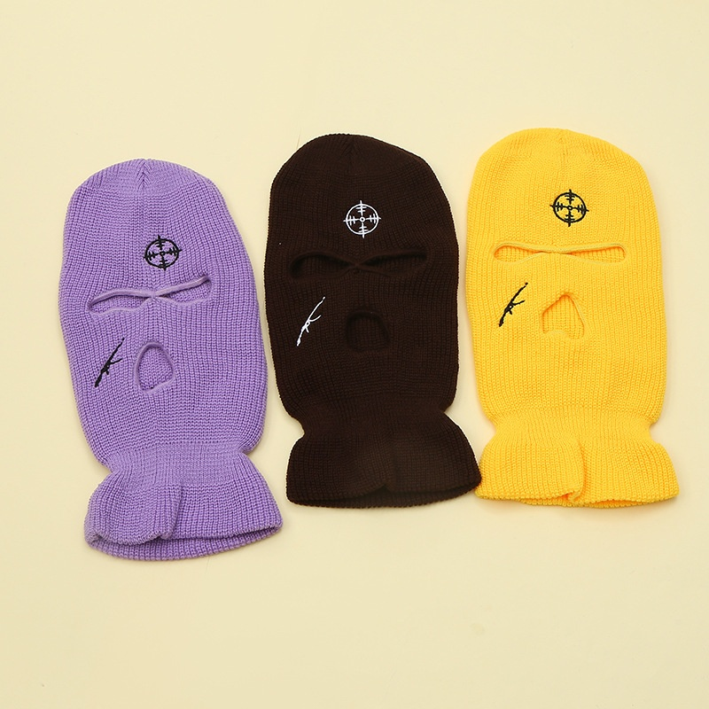 Cycling Headwear Factory - Autumn Winter Unisex Cycling Headwear Warm Three-Hole Knitted Hat Neck Guard