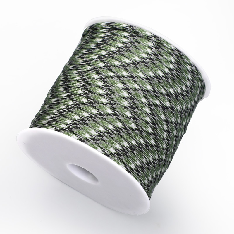 Tent Rope Supplier - Customized Durable Polyester Nylon Parachute Rope 7 Strand 50m 4mm Braided Cord