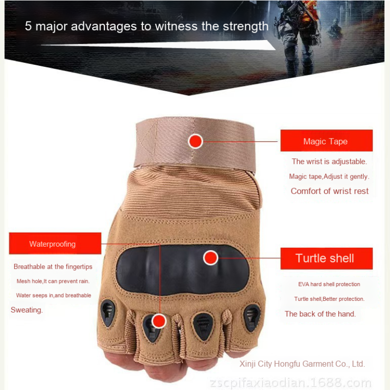 Fitness Gloves Manufacturer - Men's Half-Finger Tactical Gloves for Outdoor Sports Non-Slip Wear-Resistant