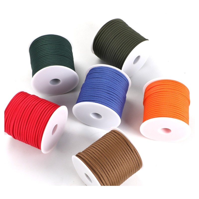 Tent Rope Supplier - Customized Durable Polyester Nylon Parachute Rope 7 Strand 50m 4mm Braided Cord