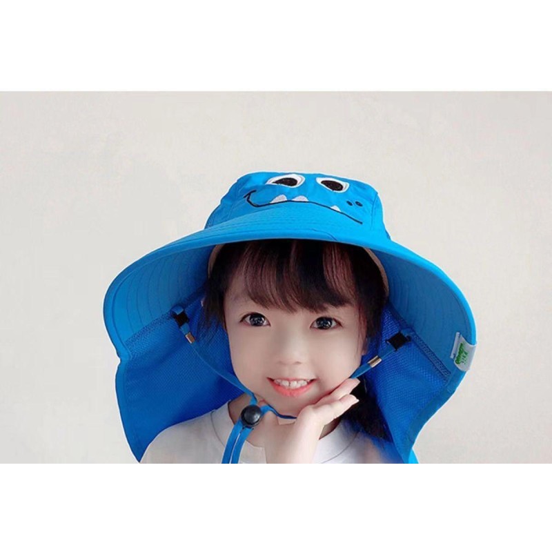 Bucket Hat Manufacturer - New Summer Large Wide Brim Bucket Hat with Neck Cover Shawl Caps Dinosaur