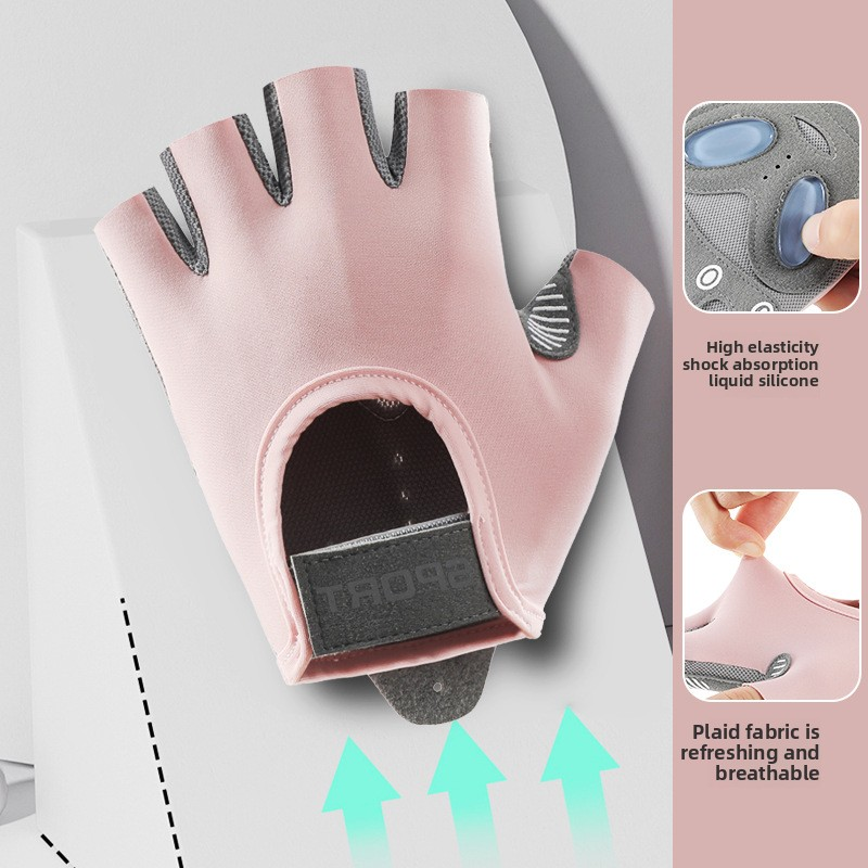Fitness Gloves Supplier - Women's New Half-Finger Fitness Gloves Non-Slip Shock Absorption Breathable