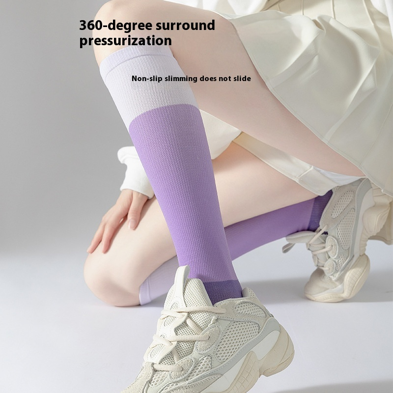 Compression Socks Manufacturer - Summer Thin Compression Sports Socks Quick-Dry Color-Block Odor-Resistant