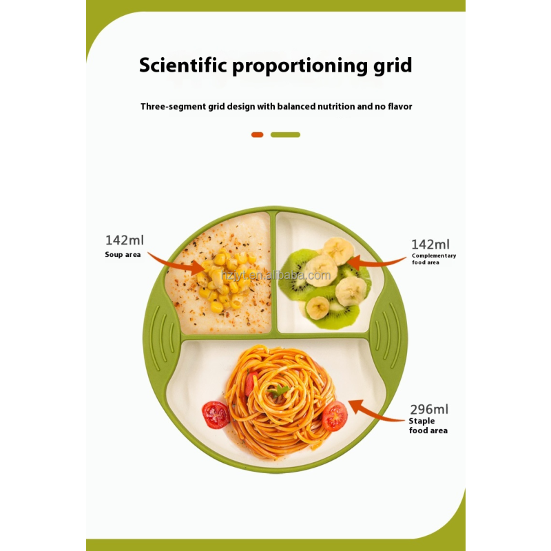 Baby Bowl Set Manufacturer - Silicone Suction Cup Divided Food Bowl Set Baby Learning Eat Training