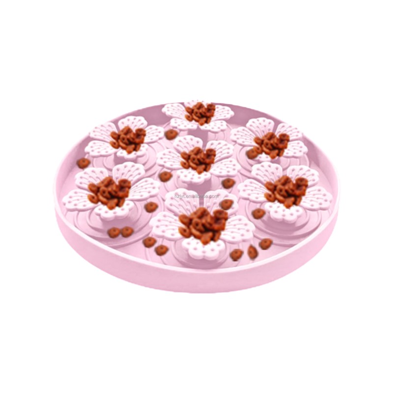 Pet Water Bowl Manufacturer - Eco-Friendly Silicone Slow Feeder Bowl Cats Dogs Solid Pattern Outdoor