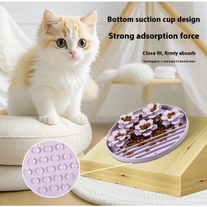 Pet Slow Feeder Supplier - Hot Selling Round Slow Feeder Dogs Cats Eco-Friendly Silicone Solid Pattern