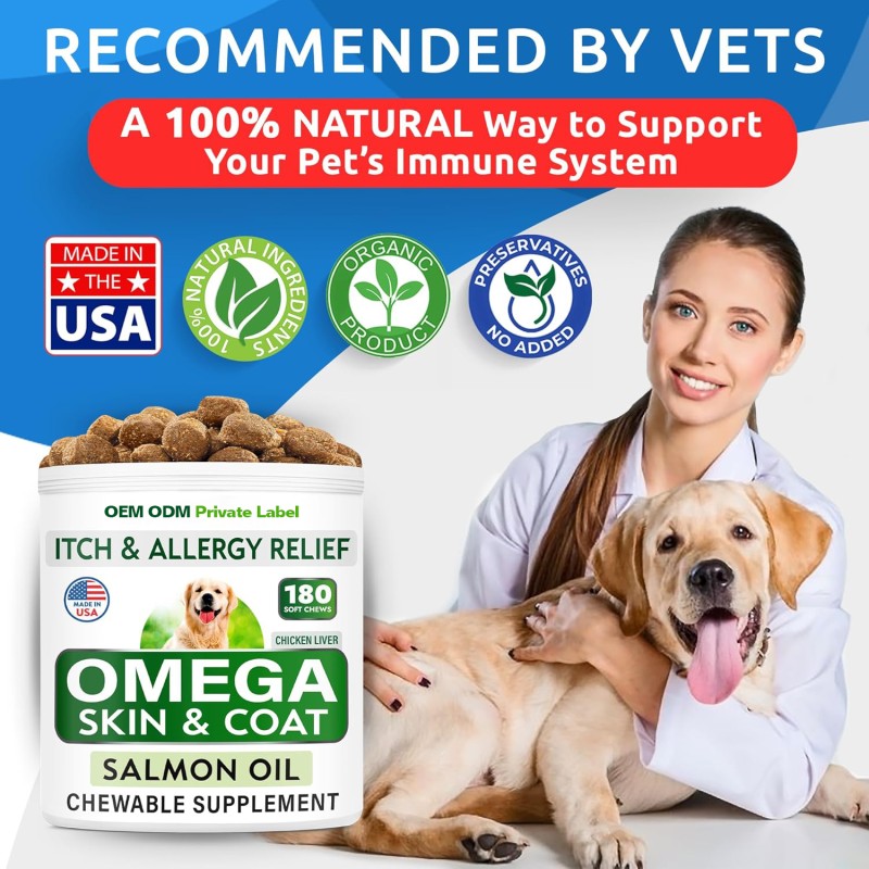 Salmon Oil Chews Supplier - Pure Natural High Absorption Salmon Oil Omega Soft Chews Dog Supplement