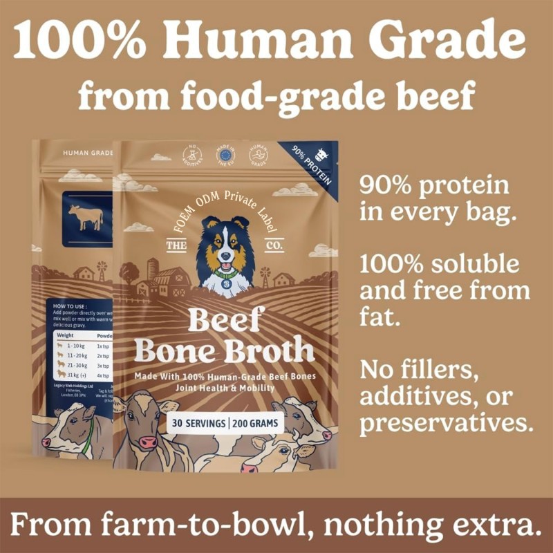 Pet Joint Supplement Supplier - Human-Grade Bone Broth Powder for Pet Food Manufacturing Hydration Topper