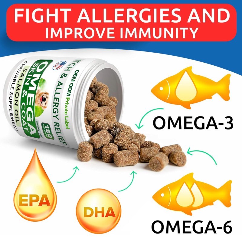 Salmon Oil Chews Supplier - Pure Natural High Absorption Salmon Oil Omega Soft Chews Dog Supplement