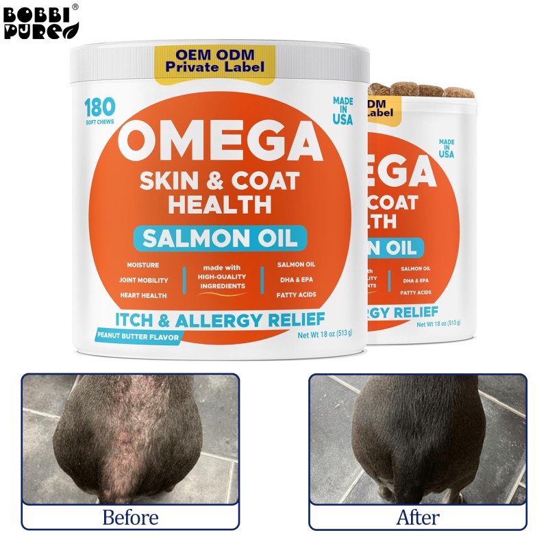 Pet Omega Supplement Factory - Premium Pure Wild-Caught Salmon Oil for Dogs Cats Omega Rich Natural