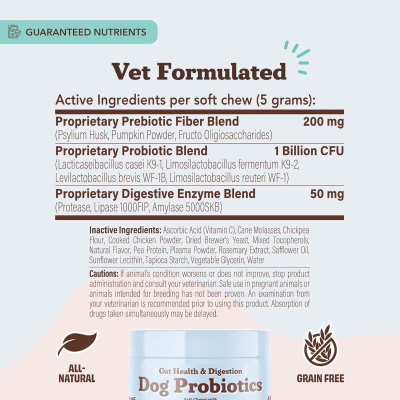 Pet Treats Factory - OEM Pet Food Supplement Dog Treats Snacks Suppliers 120 Soft Chews Probiotic Digestive