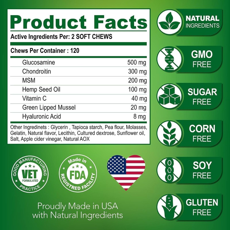 Turkey Flavor Factory - Premium Turkey Flavored Glucosamine Soft Chews for Dogs Cats Fish Pets Essential