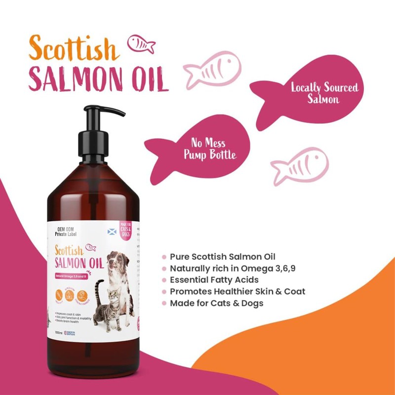Pet Supplement Manufacturer - Premium Pure Natural Salmon Oil Omega-3 Rich Pet Supplement Dog Cat Additive