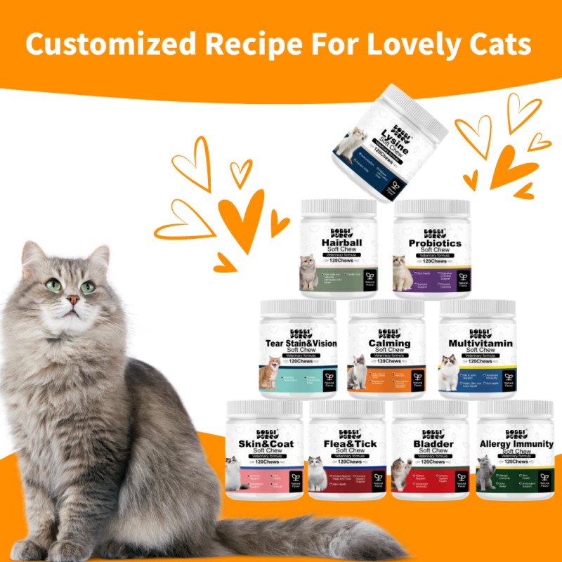 Calming Chews Manufacturer - Hemp Cat Calming Chews Salmon Beef Tuna Flavors Nutritional Vitamins Supplement