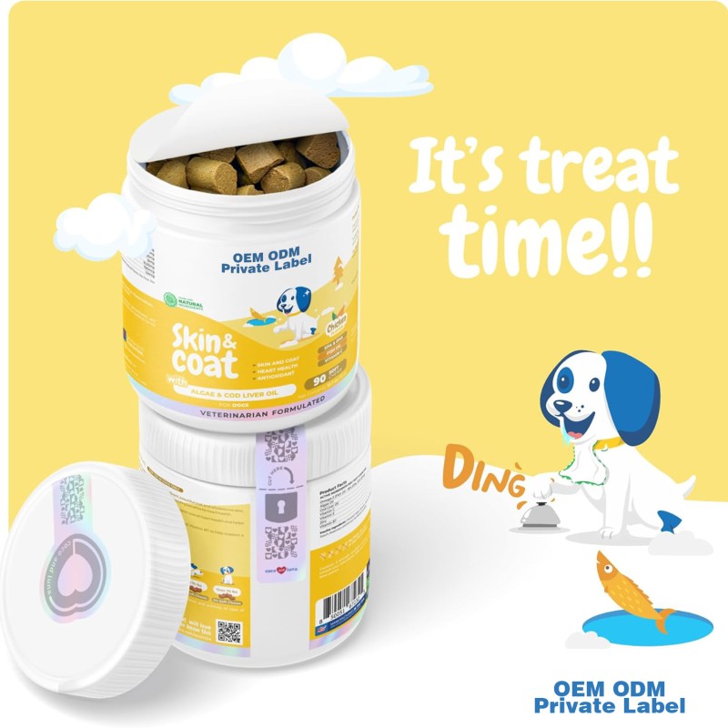 Dog Skin Supplement Manufacturer - Premium Omega3 EPA DHA Dog Skin Coat Supplement Soft Chews Biotin