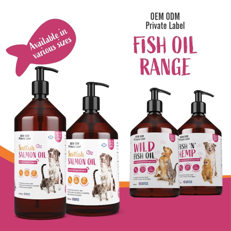 Pet Supplement Manufacturer - Premium Pure Natural Salmon Oil Omega-3 Rich Pet Supplement Dog Cat Additive