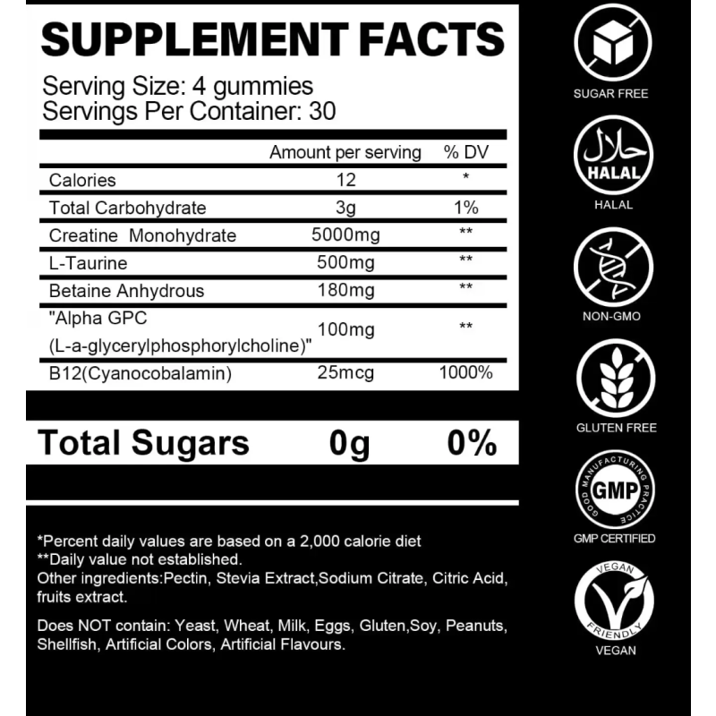 Creatine Monohydrate Gummies Factory - OEM Enhance Exercise Endurance 5g per Serving