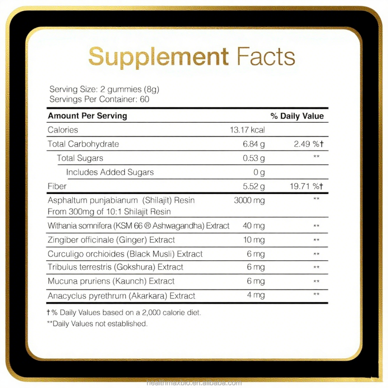 Himalayan Shilajit Gummies Factory - Private Label Sugar Free Ashwagandha Blend