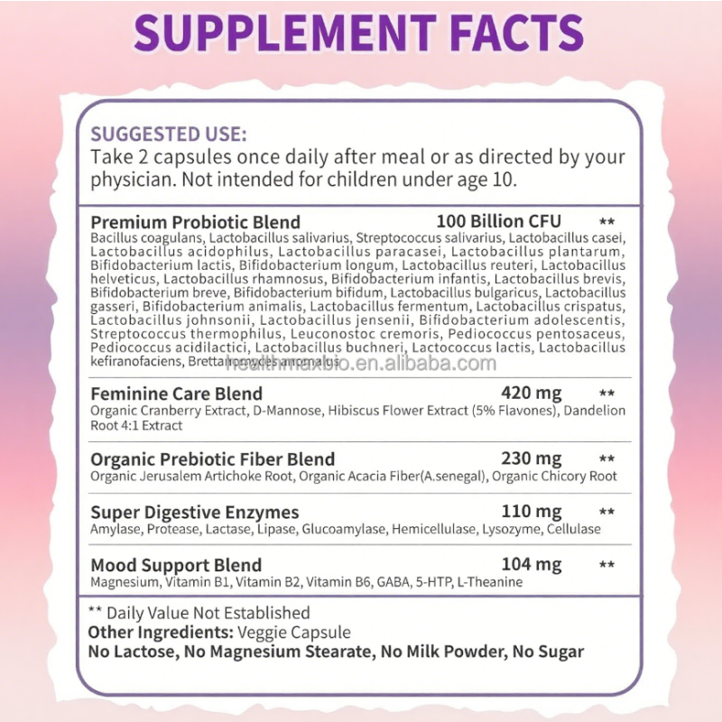 Women's Probiotics with Enzymes Supplier - Wholesale 100 Billion CFU Gut Health Support