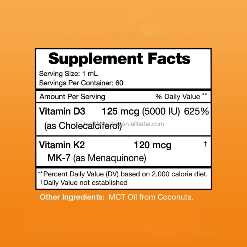 Organic Vitamin D3 K2 Supplement Factory - OEM Drops Healthy Bones Mood Immune