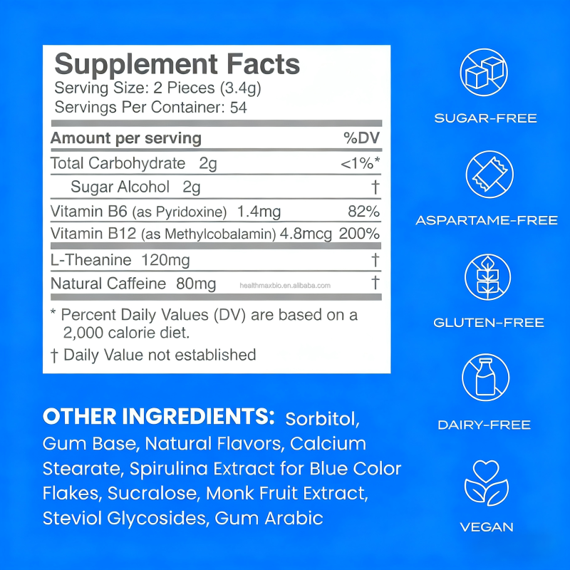 L-Theanine Energy Tablets Factory - Wholesale Caffeine Chewing Gums Focus Support