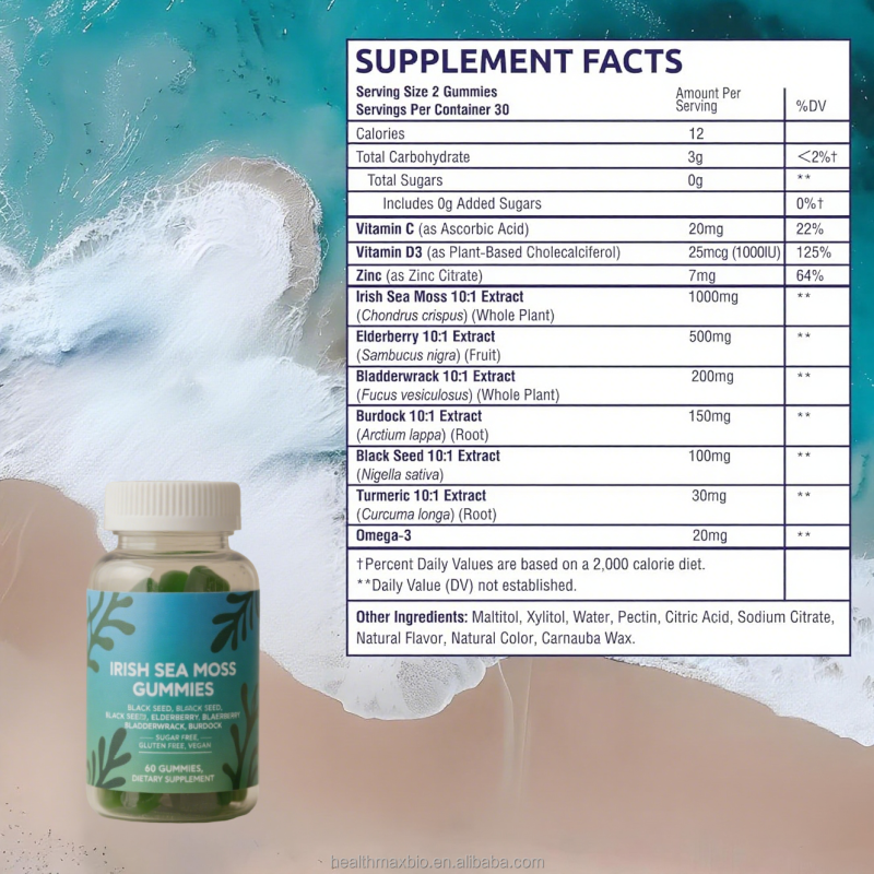 Sugar-Free Irish Moss Gummies Manufacturer - OEM Vegan Immune Digestive Health