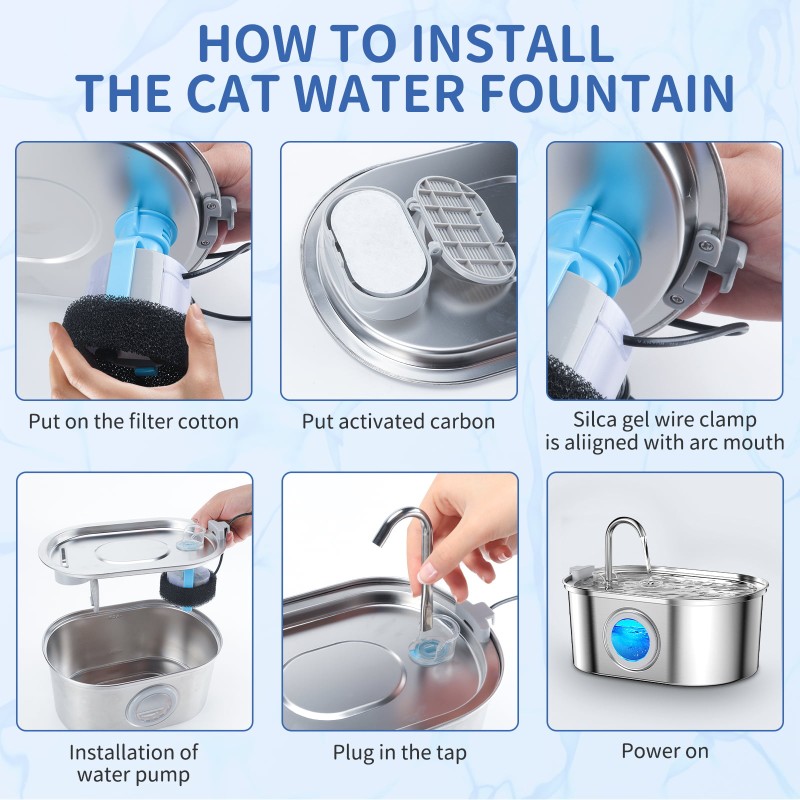 Water Dispenser Supplier - 3.2L Stainless Steel Pet Water Fountain Cat Dog Water Dispenser for Multiple Pets