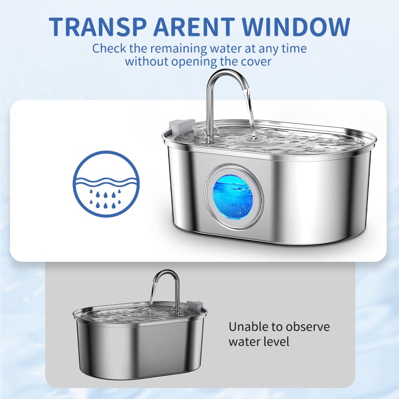 Water Dispenser Supplier - 3.2L Stainless Steel Pet Water Fountain Cat Dog Water Dispenser for Multiple Pets