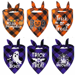 Pet Scarf Supplier - Wholesale Winter Print Pattern Halloween Pet Bib New Polyester Cat Dog Triangle Scarf