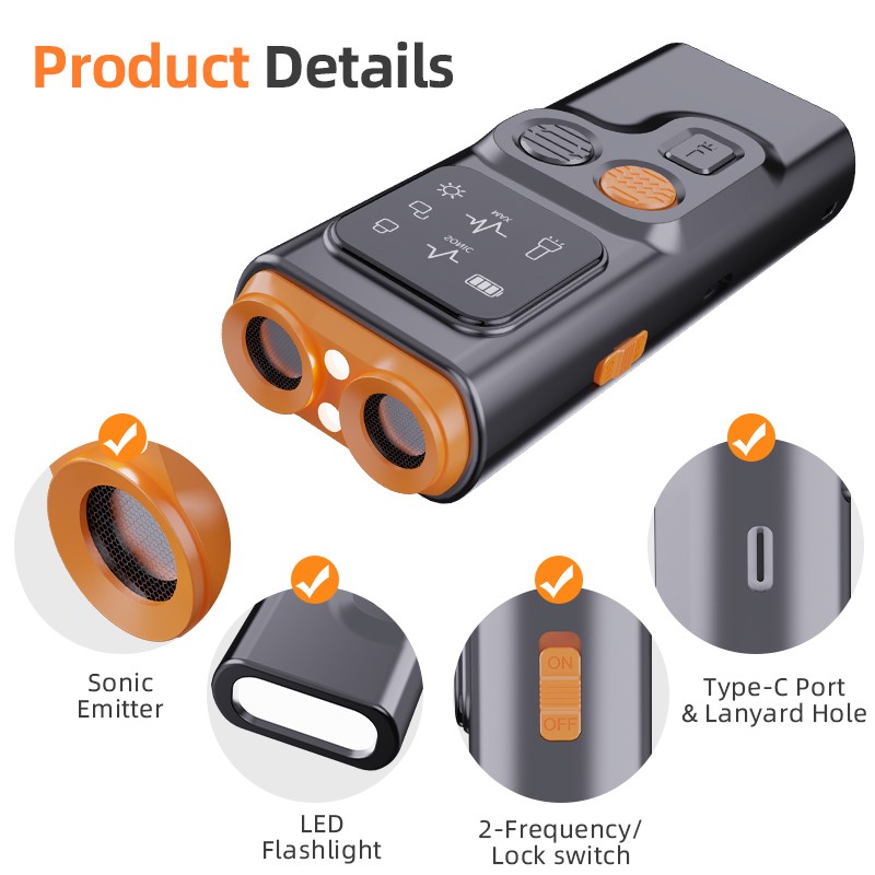 Dog Trainer Manufacturer - Ultrasonic Anti-Barking Trainer for Dogs Guard LED Light Motion Activated Portable