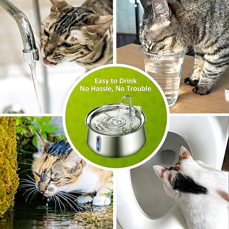 Water Dispenser Supplier - 2025 Stainless Steel Automatic Pet Water Dispenser Ultra Quiet pet Water Fountain with Filter