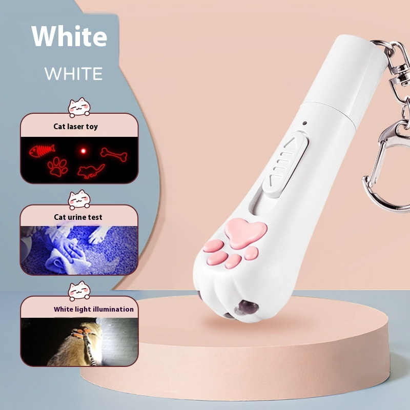 Cat Toy Supplier - Eco-Friendly Rechargeable Multifunctional Cat Teaser Stick Purple Light Pattern Switchable