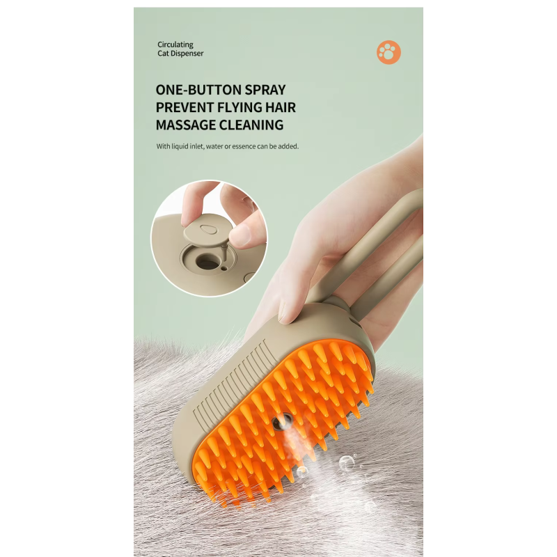Steam Brush Factory - Multifunctional Silicone Comb with Steam Spray Detangling Massage for Dogs Cats 2025 Upgraded