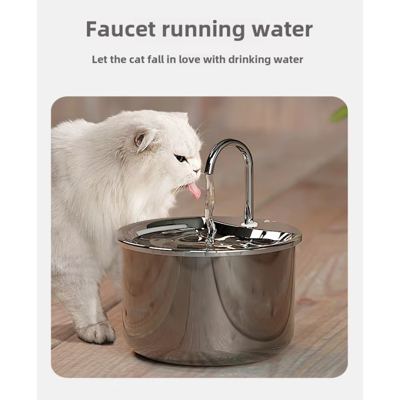 Pet Fountain Manufacturer - 2L Auto-Refill Smart Pet Water Fountain Stainless Steel Portable Design 3 Stage Filtration
