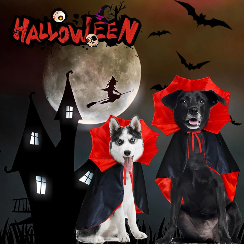 Pet Cape Manufacturer - Adjustable Halloween Pet Cape Costume Durable Polyester Red Black Solid