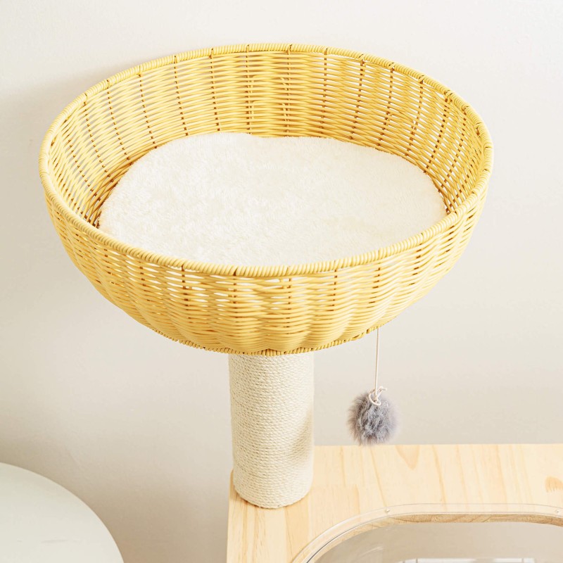 Solid Wood Cat Tree Manufacturer - Sisal Column Space Capsule
