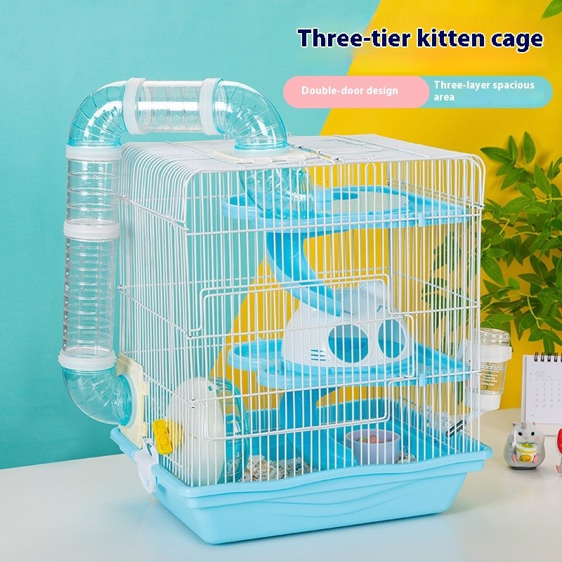 Golden Bear Cage Manufacturer - Three-Layer Iron Villa Castle