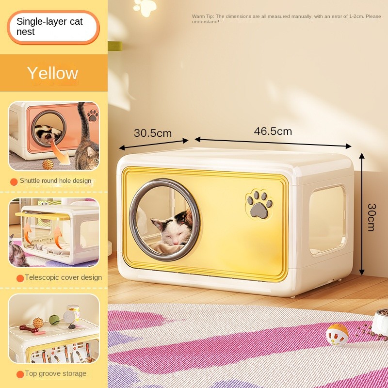 Square Plastic Cat Nest Supplier - Eco-Friendly Pet House with Door