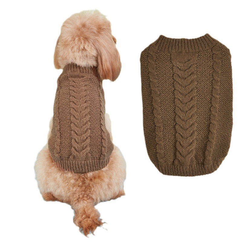 Dog Knitted Sweater Manufacturer - Solid Color Twist Texture Pullover