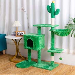 Luxury Cat Tree Factory - Multi-Layer Velvet Nest Cactus Column