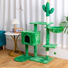 Luxury Cat Tree Factory - Multi-Layer Velvet Nest Cactus Column