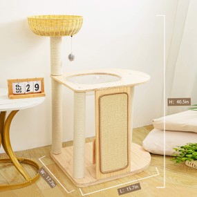 Solid Wood Cat Tree Manufacturer - Sisal Column Space Capsule