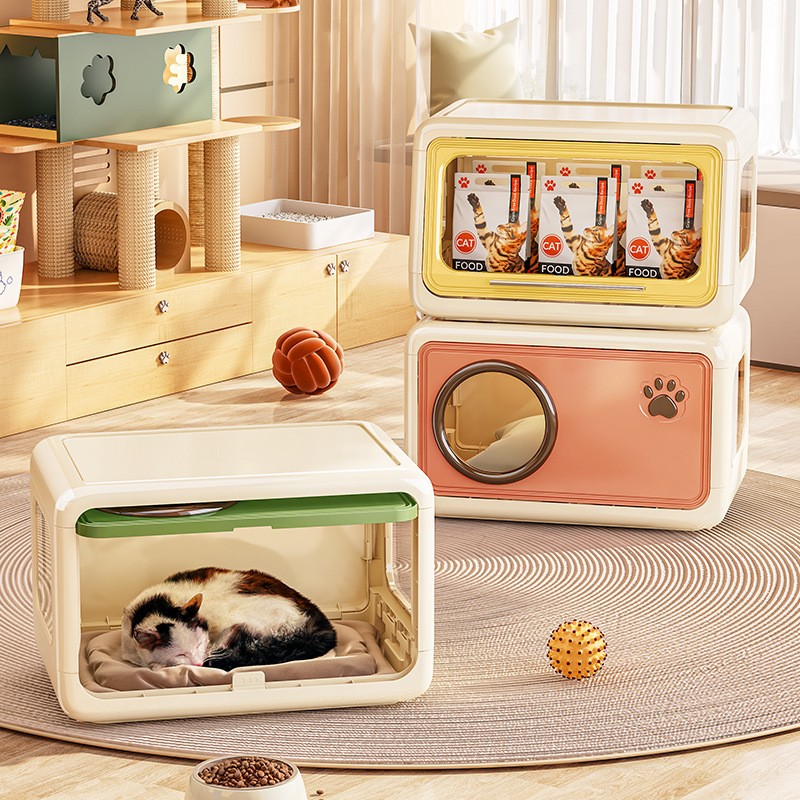 Square Plastic Cat Nest Supplier - Eco-Friendly Pet House with Door