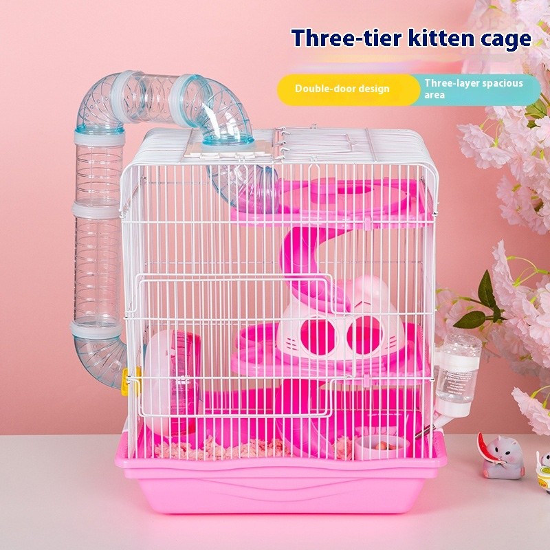 Golden Bear Cage Manufacturer - Three-Layer Iron Villa Castle