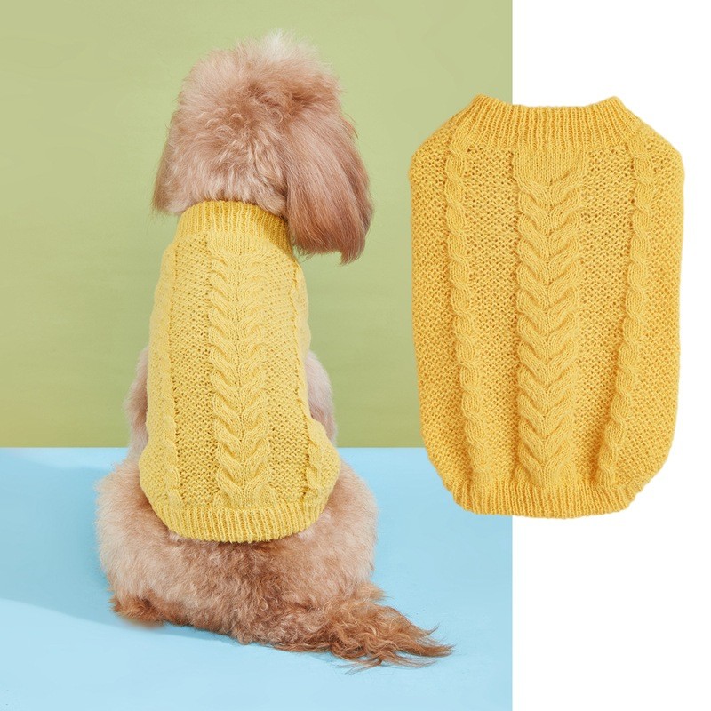 Dog Knitted Sweater Manufacturer - Solid Color Twist Texture Pullover