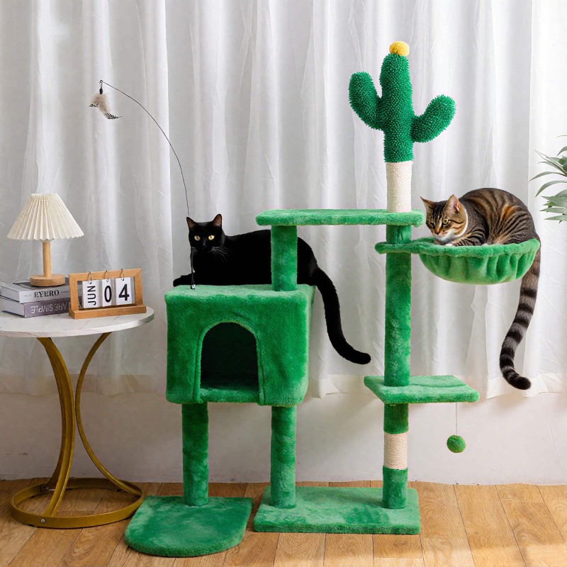 Luxury Cat Tree Factory - Multi-Layer Velvet Nest Cactus Column