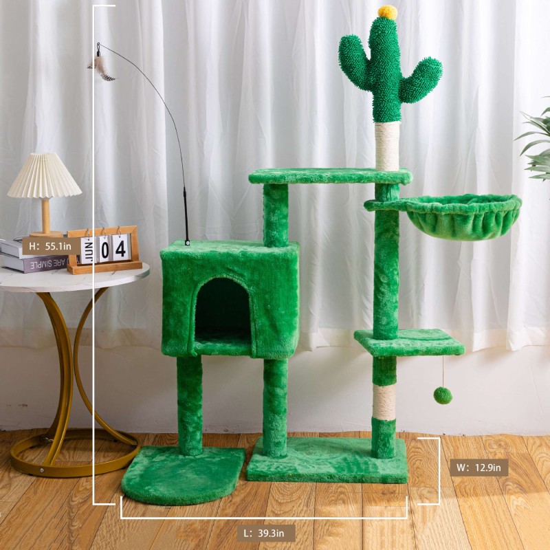 Luxury Cat Tree Factory - Multi-Layer Velvet Nest Cactus Column