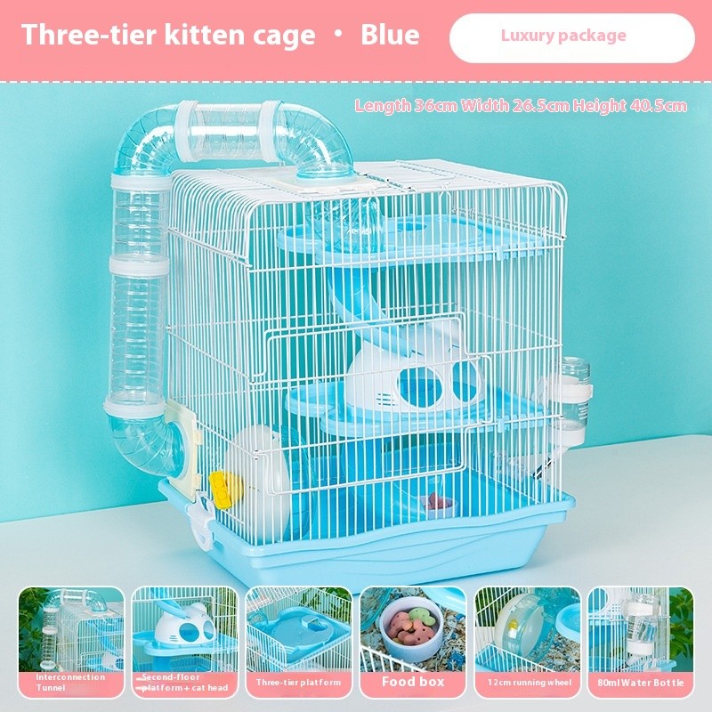 Golden Bear Cage Manufacturer - Three-Layer Iron Villa Castle