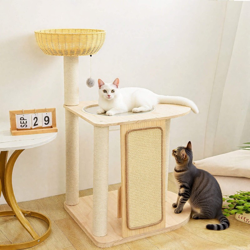 Solid Wood Cat Tree Manufacturer - Sisal Column Space Capsule