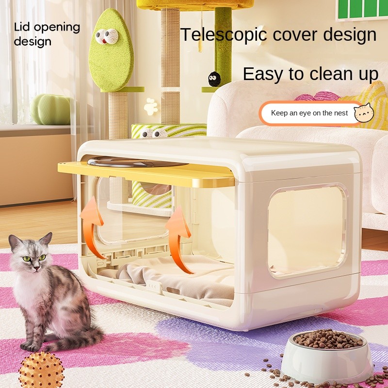 Square Plastic Cat Nest Supplier - Eco-Friendly Pet House with Door